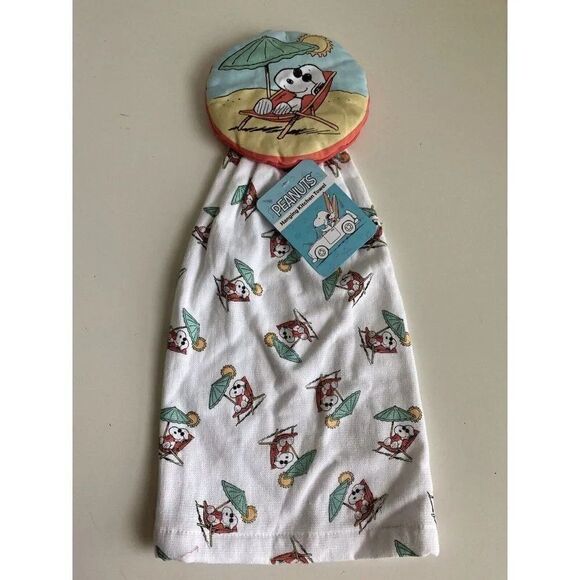 Peanuts Snoopy At The Beach Summer Hanging Kitchen Towel NEW - Picture 1 of 8